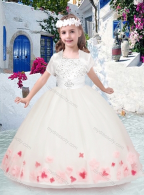 Cheap Spaghetti Straps Little Girl Pageant Dresses with Appliques and Beading