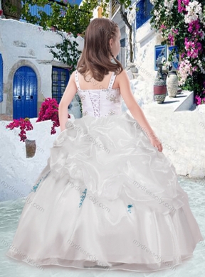 Cheap Straps Flower Girl Dresses with Beading and Bubles