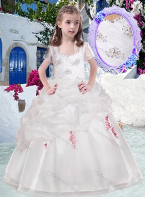 Cheap Straps Flower Girl Dresses with Beading and Bubles