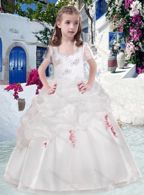 Cheap Straps Flower Girl Dresses with Beading and Bubles