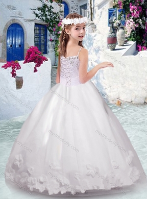 Cheap White Little Girl Pageant Dresses with Appliques and Beading