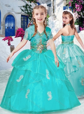 Fashionable Halter Top Turquoise Mini Quinceanera Dresses with Appliques