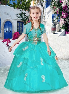 Fashionable Halter Top Turquoise Mini Quinceanera Dresses with Appliques