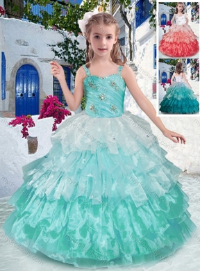 Luxurious Straps Ball Gown Mini Quinceanera Dresses with Ruffled Layers