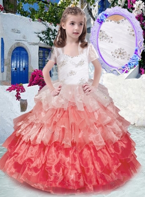 Luxurious Straps Ball Gown Mini Quinceanera Dresses with Ruffled Layers