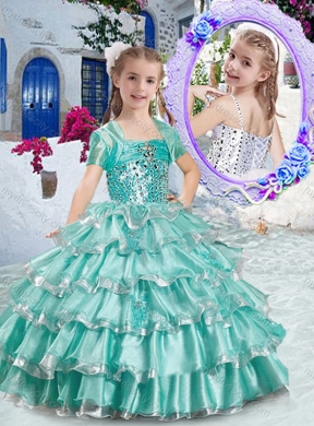 Classical Ball Gown Apple Green Mini Quinceanera Dresses with Ruffled Layers