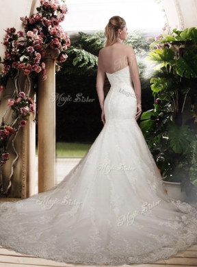 Elegant Mermaid Scoop Wedding Dresses with Beading and Belt