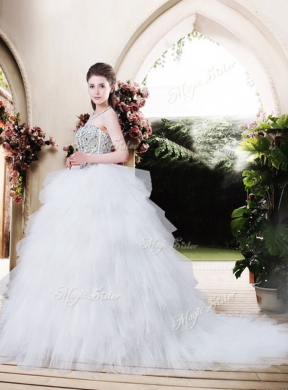 2016 Best Selling Strapless Wedding Dresses with Beading and Ruffles