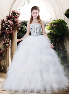 2016 Best Selling Strapless Wedding Dresses with Beading and Ruffles