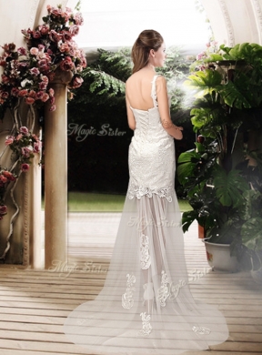 2016 Perfect Column One Shoulder Wedding Dresses with Lace