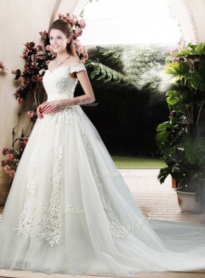 Beautiful A Line Off the Shoulder Wedding Dresses with Appliques