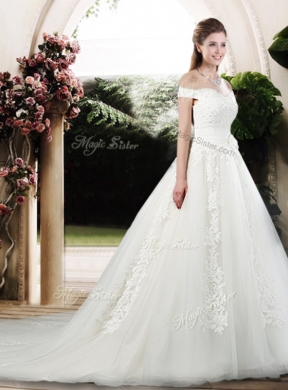 Beautiful A Line Off the Shoulder Wedding Dresses with Appliques