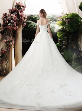 Beautiful A Line Off the Shoulder Wedding Dresses with Appliques