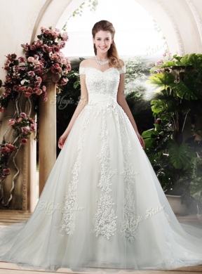 Beautiful A Line Off the Shoulder Wedding Dresses with Appliques