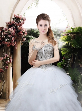 Beautiful Ball Gown Chapel Train Wedding Dresses with Beading and Ruffles