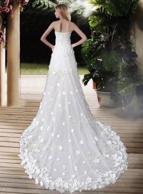 Empire Strapless High Low Wedding Dresses with Appliques