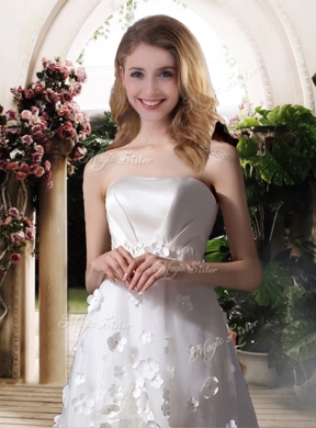 Empire Strapless High Low Wedding Dresses with Appliques