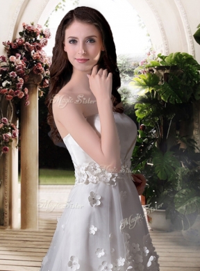 Empire Strapless High Low Wedding Dresses with Appliques