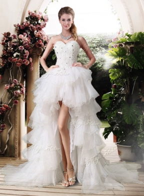 Gorgeous High Low Wedding Dresses with Beading and Ruffles