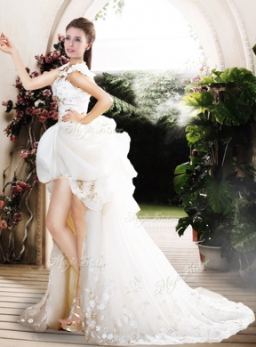 New Style High Low Straps Wedding Dresses with Appliques