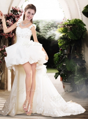 New Style High Low Straps Wedding Dresses with Appliques