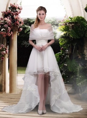 Classical High Low A Line Wedding Dresses with Appliques