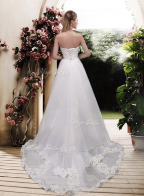 Classical High Low A Line Wedding Dresses with Appliques