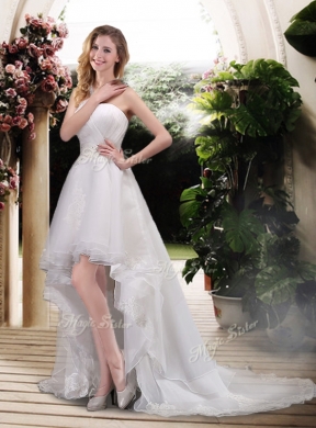 Classical High Low A Line Wedding Dresses with Appliques