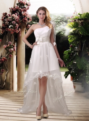 Exclusive One Shoulder High Low Wedding Dresses with Appliques