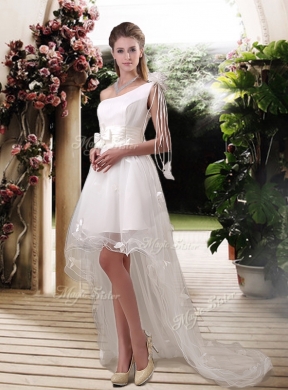 Exclusive One Shoulder High Low Wedding Dresses with Appliques