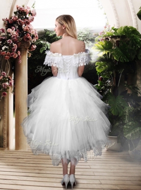 New Style Off the Shoulder Wedding Dresses with High Low