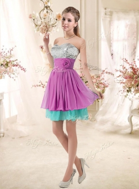 2016 Inexpensive Sweetheart Sequins and Belt Prom Dresses in Multi Color