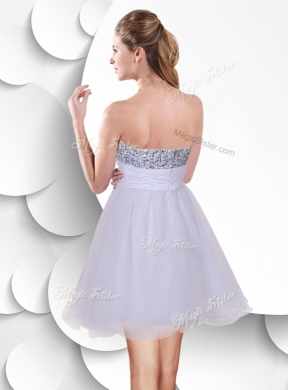 Beautiful Short Prom Dress with Sequins and Hand Made Flowers