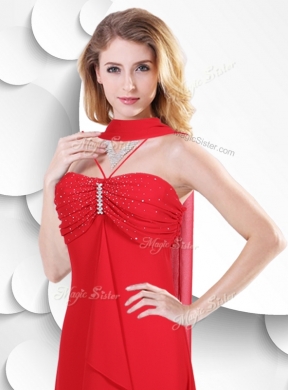 Best Spaghetti Straps High Low Red Prom Dress with Beading