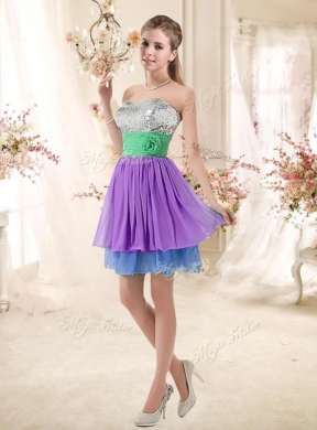 Most Popular Sweetheart Multi Color Short  Prom Dresses with Sequins