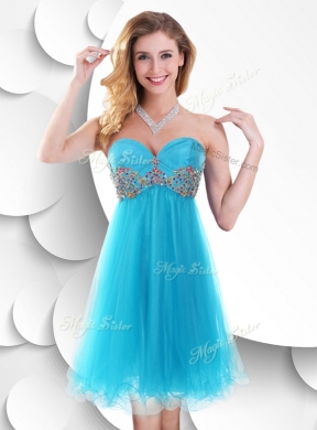 Sweet Short Baby Blue Prom Dress with Beading