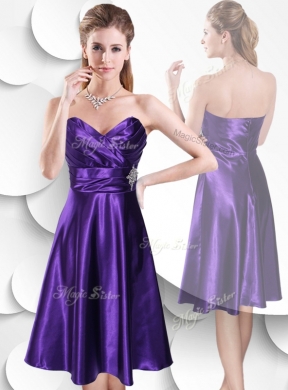 Perfect Empire Sweetheart Elastic Woven Satin Bridesmaid  Dress with Beading and Ruching