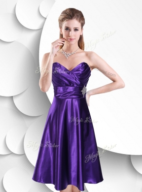 Perfect Empire Sweetheart Elastic Woven Satin Bridesmaid  Dress with Beading and Ruching