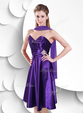 Perfect Empire Sweetheart Elastic Woven Satin Bridesmaid  Dress with Beading and Ruching