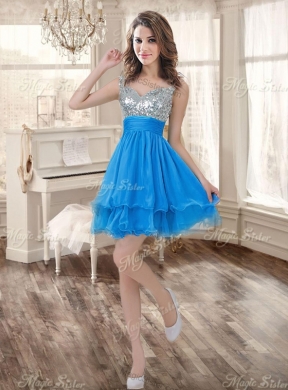 Customized Ball Gown Beaded Sweet 16 Gown and Sequined Short  Dama Dresses Ruffled Mini Quinceanera Dress