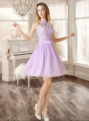 Gorgeous Ruffled and Beaded Fuchsia Quinceanera Dress and Laced Lavender Short Dama Dresses