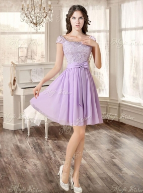 Gorgeous Ruffled and Beaded Fuchsia Quinceanera Dress and Laced Lavender Short Dama Dresses