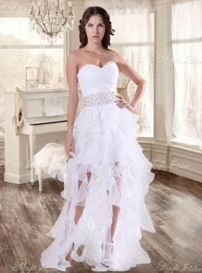 Lovely Taffeta Applique and Beaded Red Quinceanera Dress and Asymmetrical White Dama Dresses