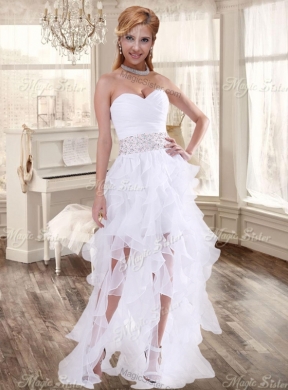 Lovely Taffeta Applique and Beaded Red Quinceanera Dress and Asymmetrical White Dama Dresses