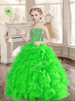 Really Puffy Spring Green Sweet 16 Dress and Sequined Short  Dama Dresses and Beaded and Ruffled Mini Quinceanera Dress