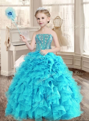 Visible Boning Aqua Blue Quinceanera Dress and Sequined Short  Dama Dresses Beaded and Ruffled Mini Quinceanera Dress