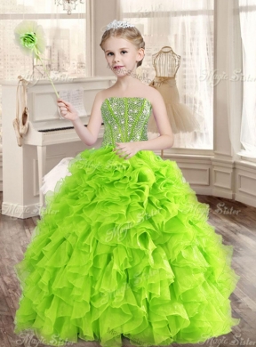 Visible Boning Yellow Green Quinceanera Gown and Sequined Short  Dama Dresses and Beaded and Ruffled Mini Quinceanera Dress