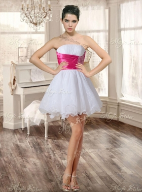 Wonderful Ruffled and Applique Quinceanera Dress and Short Beaded White Dama Dresses