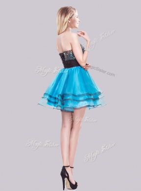 2016 Elegant A Line Organza Beaded Short Prom Dress in Baby Blue