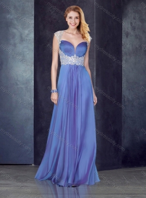 2016 Empire Applique Lavender Prom Dress with See Through Back